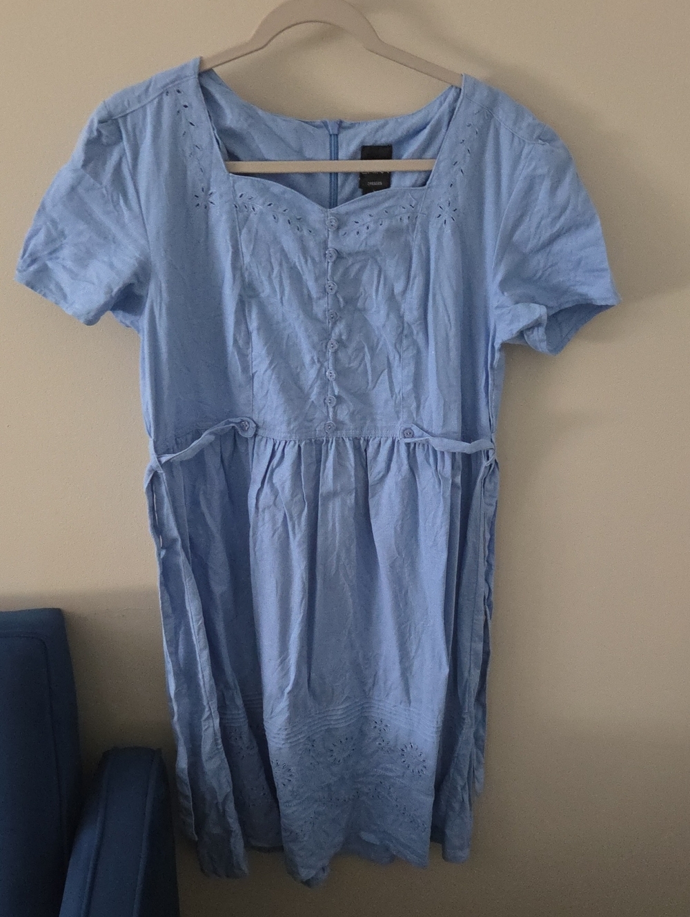 Erika Light Blue Eyelet Midi Dress